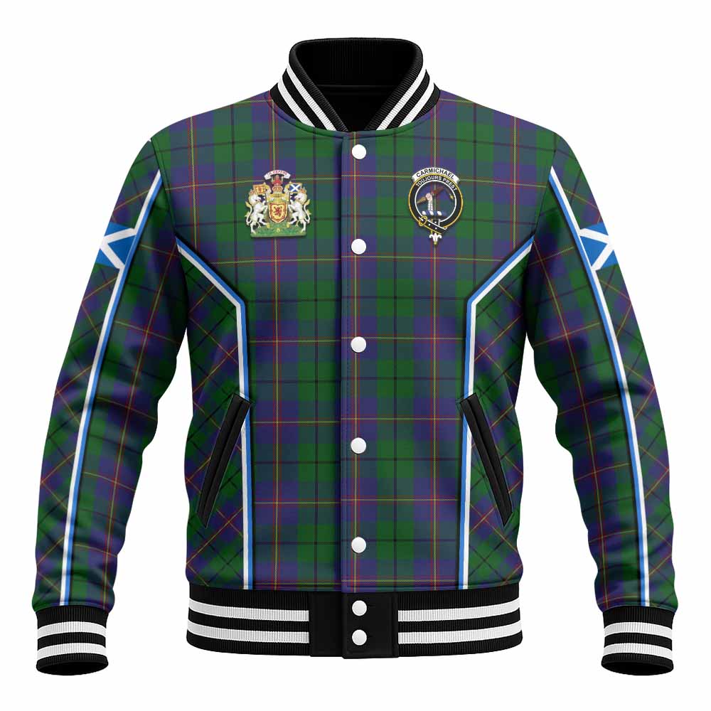 Carmichael Tartan Crest Baseball Jacket Scotland Coat of Arm Flag Style - Tartan Vibes Clothing