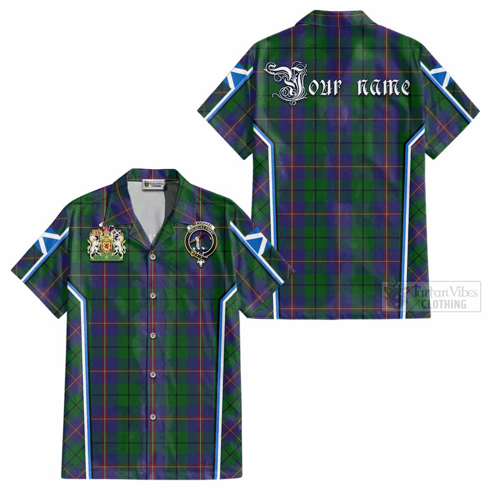 Carmichael Tartan Crest Cotton Hawaiian Shirt Scotland Coat of Arm Flag Style - Tartan Vibes Clothing
