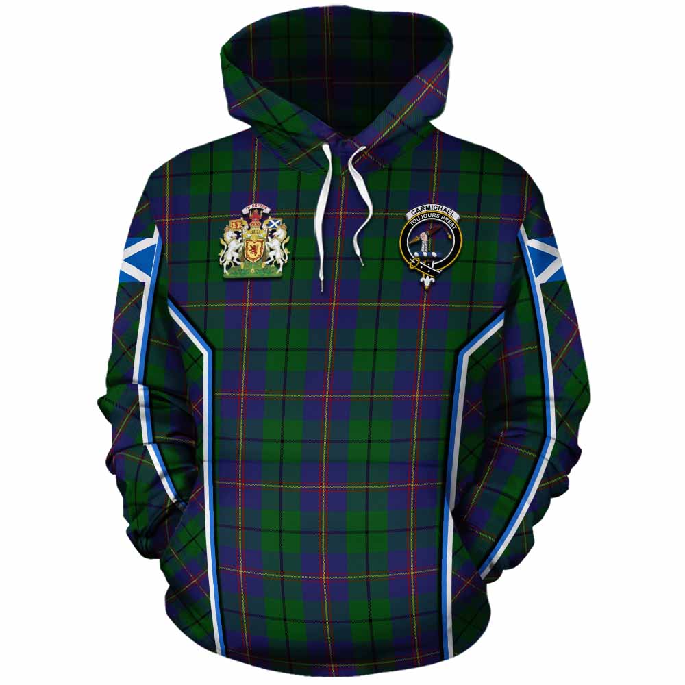 Carmichael Tartan Crest Cotton Hoodie Scotland Coat of Arm Flag Style - Tartan Vibes Clothing