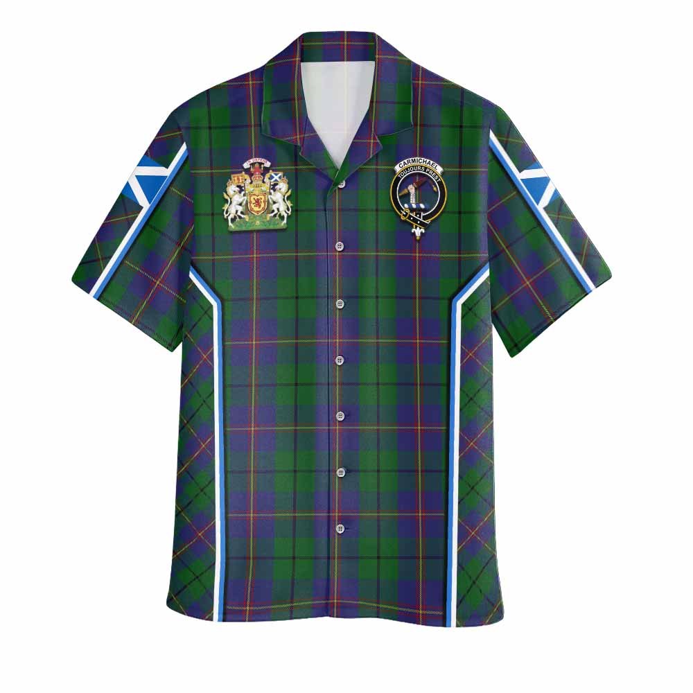 Carmichael Tartan Crest Hawaiian Shirt Scotland Coat of Arm Flag Style - Tartan Vibes Clothing