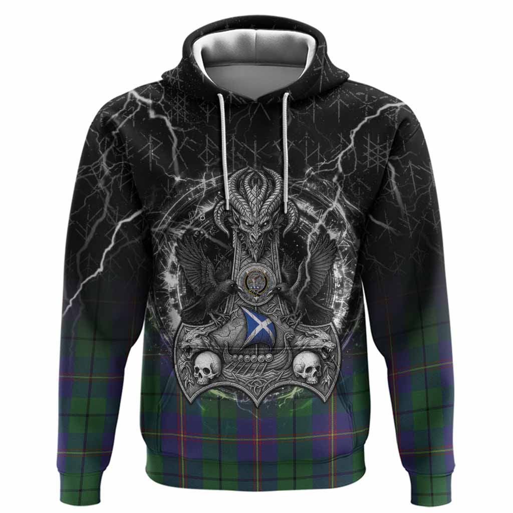 Carmichael Tartan Crest Hoodie Celtic Odin's Raven Legacy