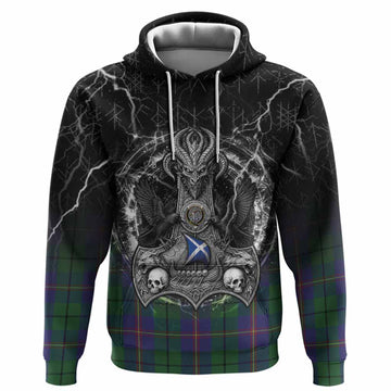 Carmichael Tartan Crest Hoodie Celtic Odin's Raven Legacy