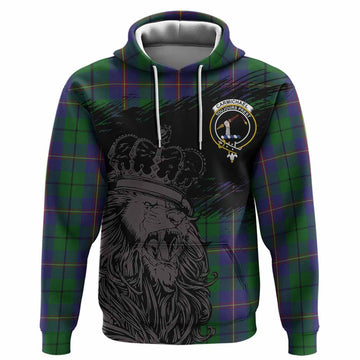 Carmichael Tartan Crest Hoodie Crowned Lion Heritage Style