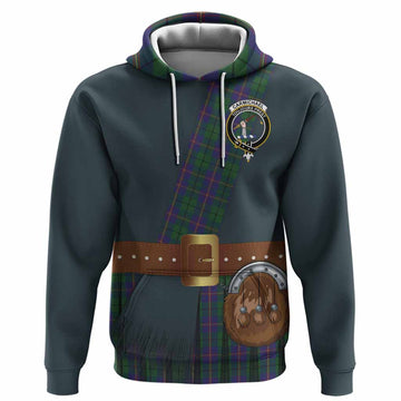 Carmichael Tartan Crest Hoodie Kilt Costume Style