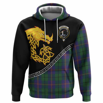 Carmichael Tartan Crest Hoodie Legendary Dragon Knot Half Style