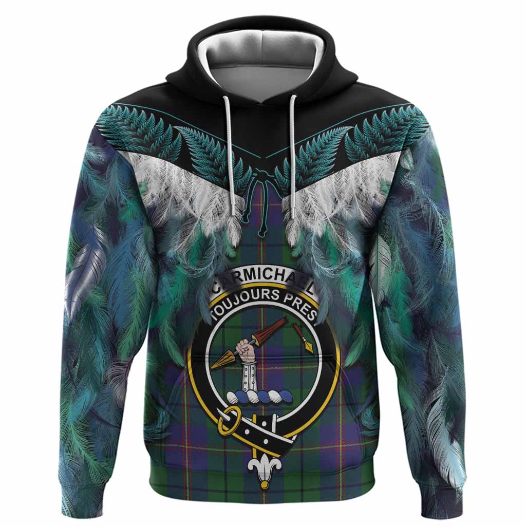 Carmichael Tartan Crest Hoodie New Zealand Maori Korowai Cloak