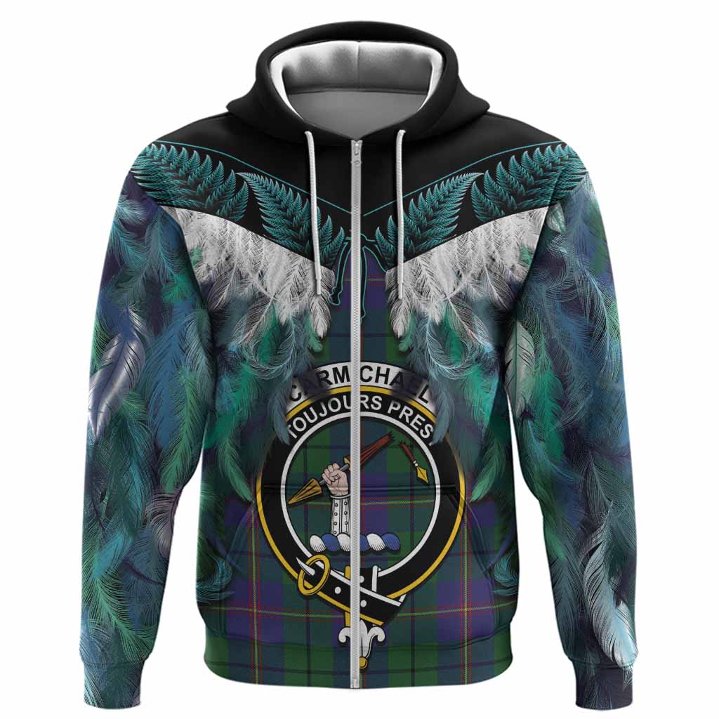 Carmichael Tartan Crest Hoodie New Zealand Maori Korowai Cloak