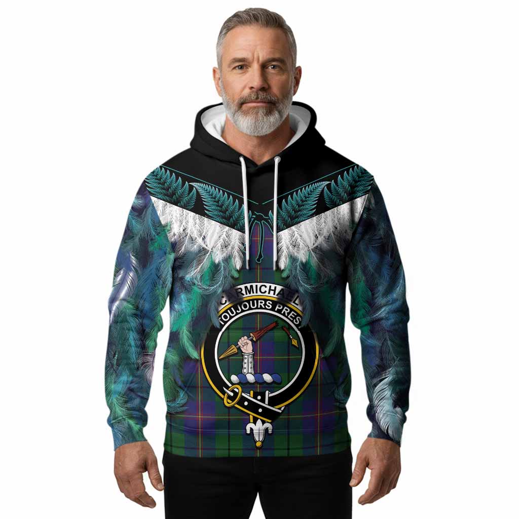 Carmichael Tartan Crest Hoodie New Zealand Maori Korowai Cloak