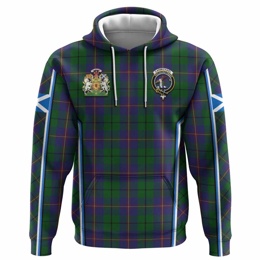 Carmichael Tartan Crest Hoodie Scotland Coat of Arm Flag Style - Tartan Vibes Clothing