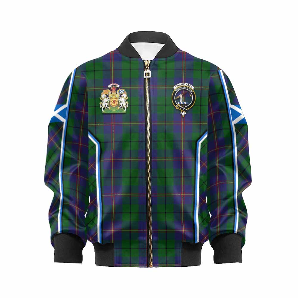 Carmichael Tartan Crest Kid Bomber Jacket Scotland Coat of Arm Flag Style - Tartan Vibes Clothing
