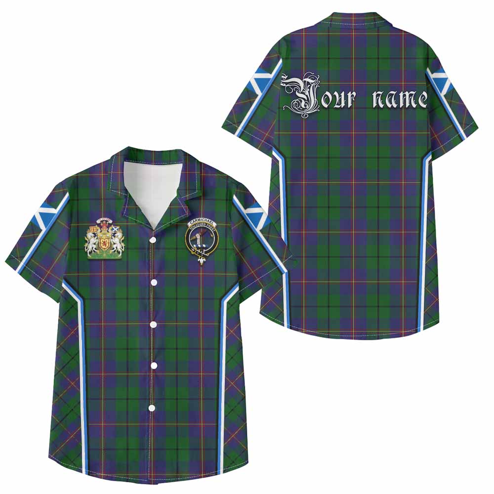 Carmichael Tartan Crest Kid Hawaiian Shirt Scotland Coat of Arm Flag Style - Tartan Vibes Clothing