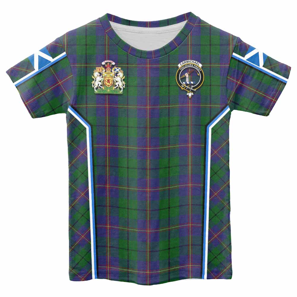 Carmichael Tartan Crest Kid T-shirt Scotland Coat of Arm Flag Style - Tartan Vibes Clothing