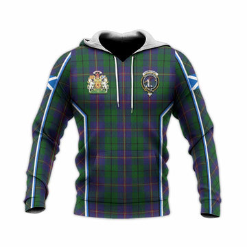 Carmichael Tartan Crest Knitted Hoodie Scotland Coat of Arm Flag Style - Tartan Vibes Clothing