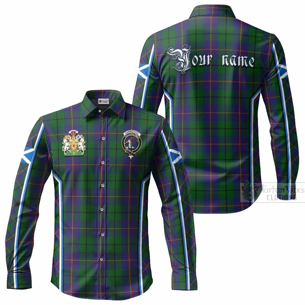 Carmichael Tartan Crest Long Sleeve Button Shirts Scotland Coat of Arm Flag Style - Tartan Vibes Clothing