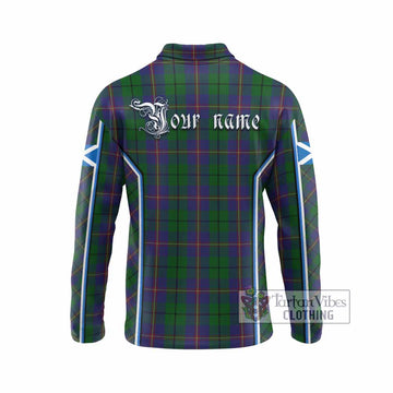 Carmichael Tartan Crest Long Sleeve Polo Shirt Scotland Coat of Arm Flag Style - Tartan Vibes Clothing