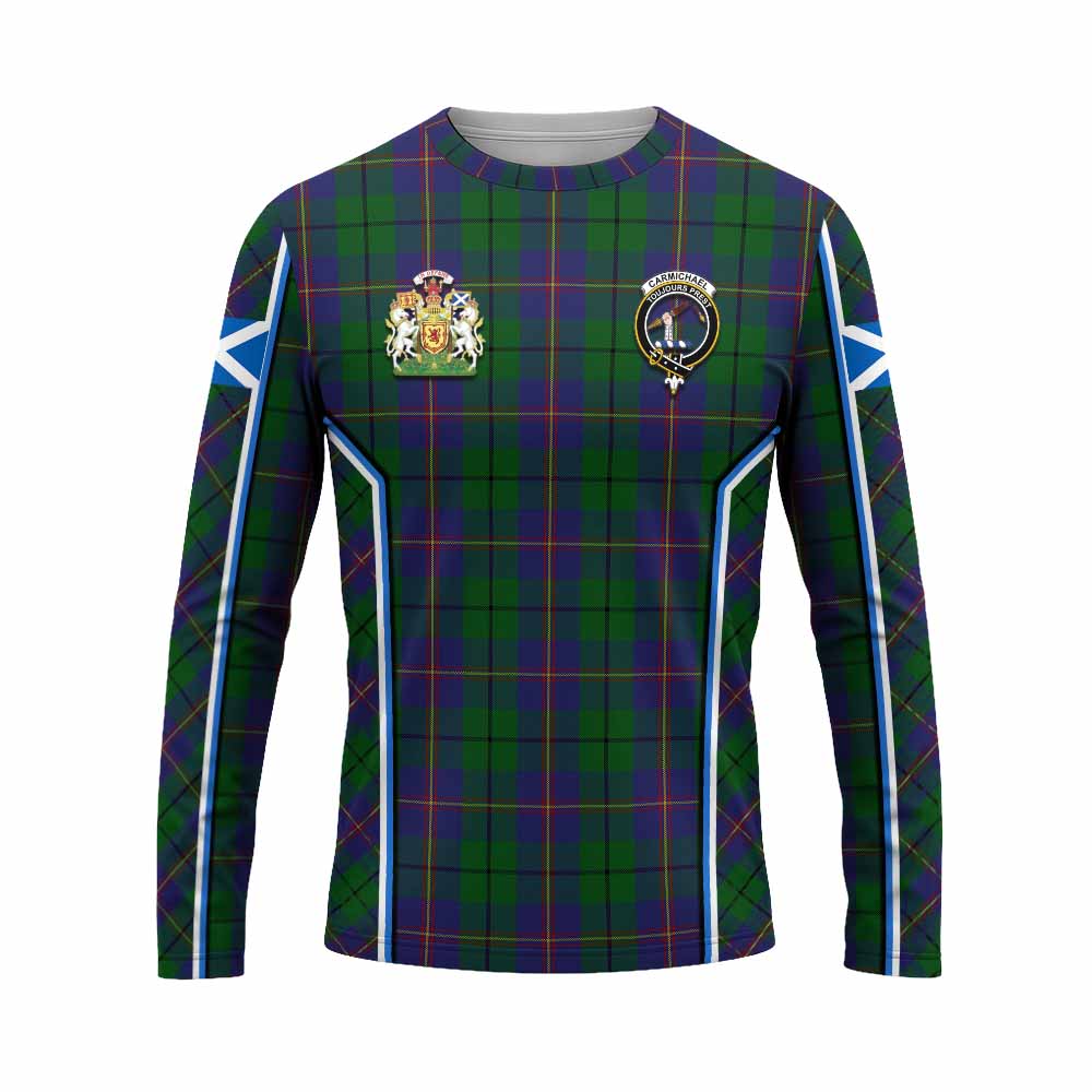 Carmichael Tartan Crest Long Sleeve T-Shirt Scotland Coat of Arm Flag Style - Tartan Vibes Clothing
