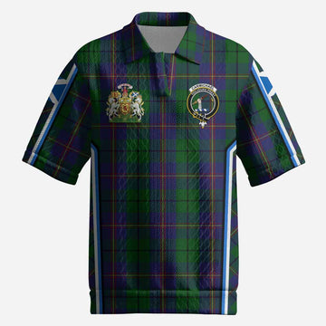 Carmichael Tartan Crest Men’s Polo Sweater Top Scotland Coat of Arm Flag Style