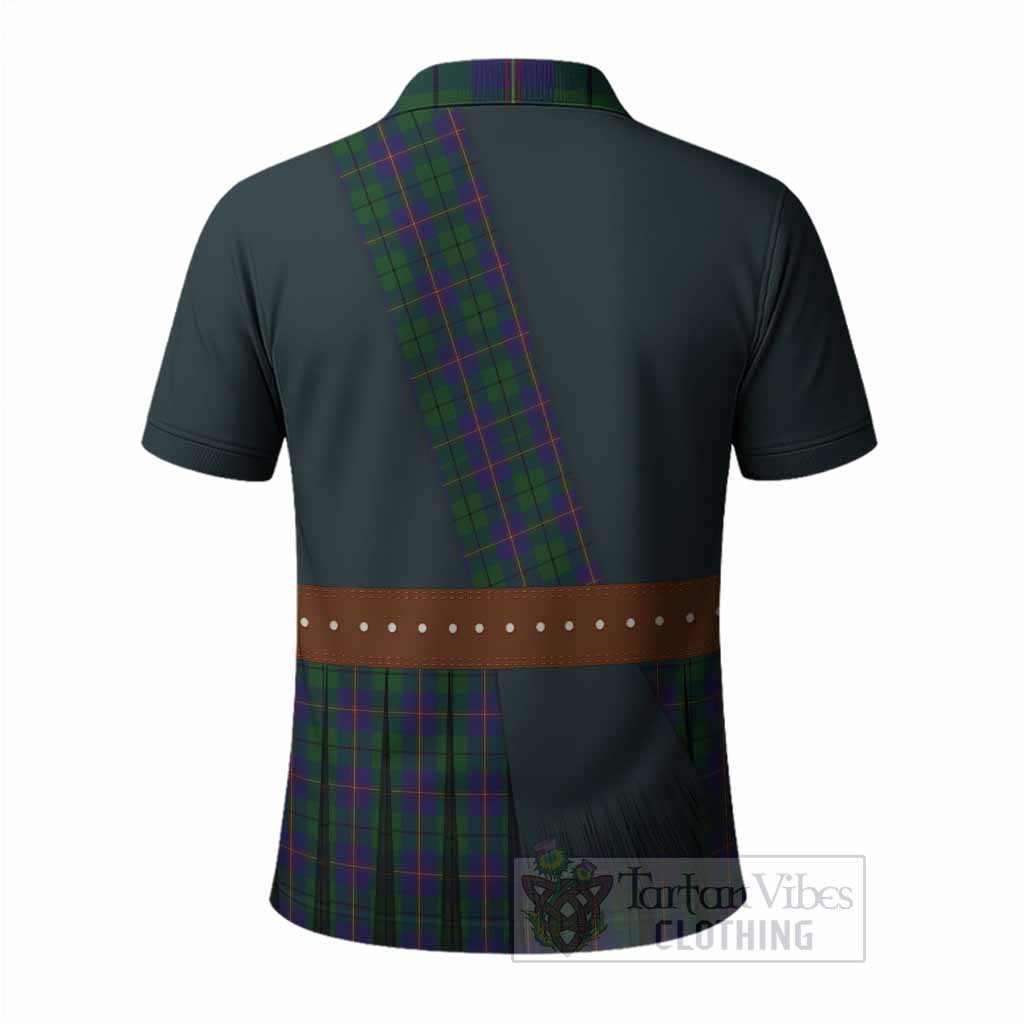 Carmichael Tartan Crest Polo Shirt Kilt Costume Style