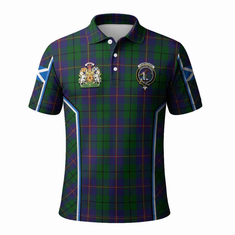 Carmichael Tartan Crest Polo Shirt Scotland Coat of Arm Flag Style - Tartan Vibes Clothing