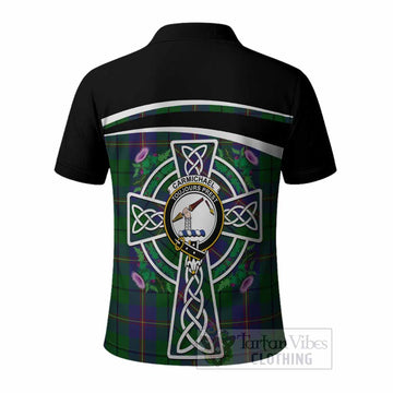 Carmichael Tartan Crest Polo Shirt Scottish Thistle Celtic Cross Alba Gu Brath