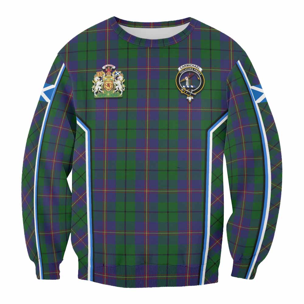 Carmichael Tartan Crest Sweatshirt Scotland Coat of Arm Flag Style - Tartan Vibes Clothing