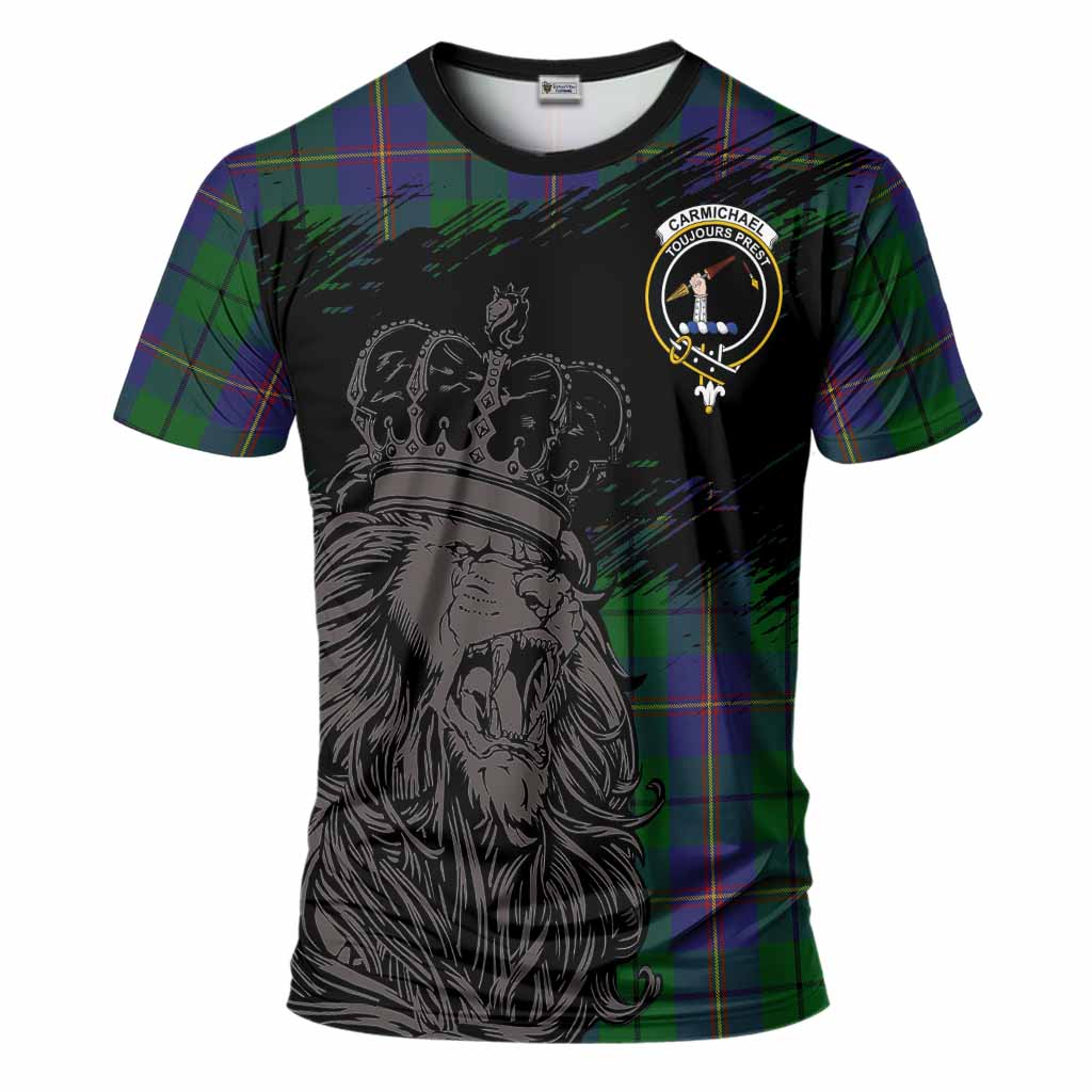Carmichael Tartan Crest T-Shirt Crowned Lion Heritage Style