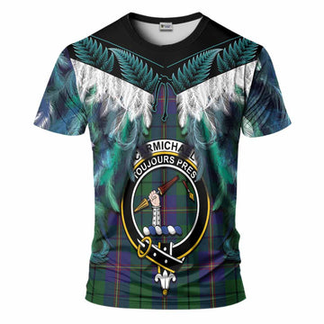 Carmichael Tartan Crest T-Shirt New Zealand Maori Korowai Cloak
