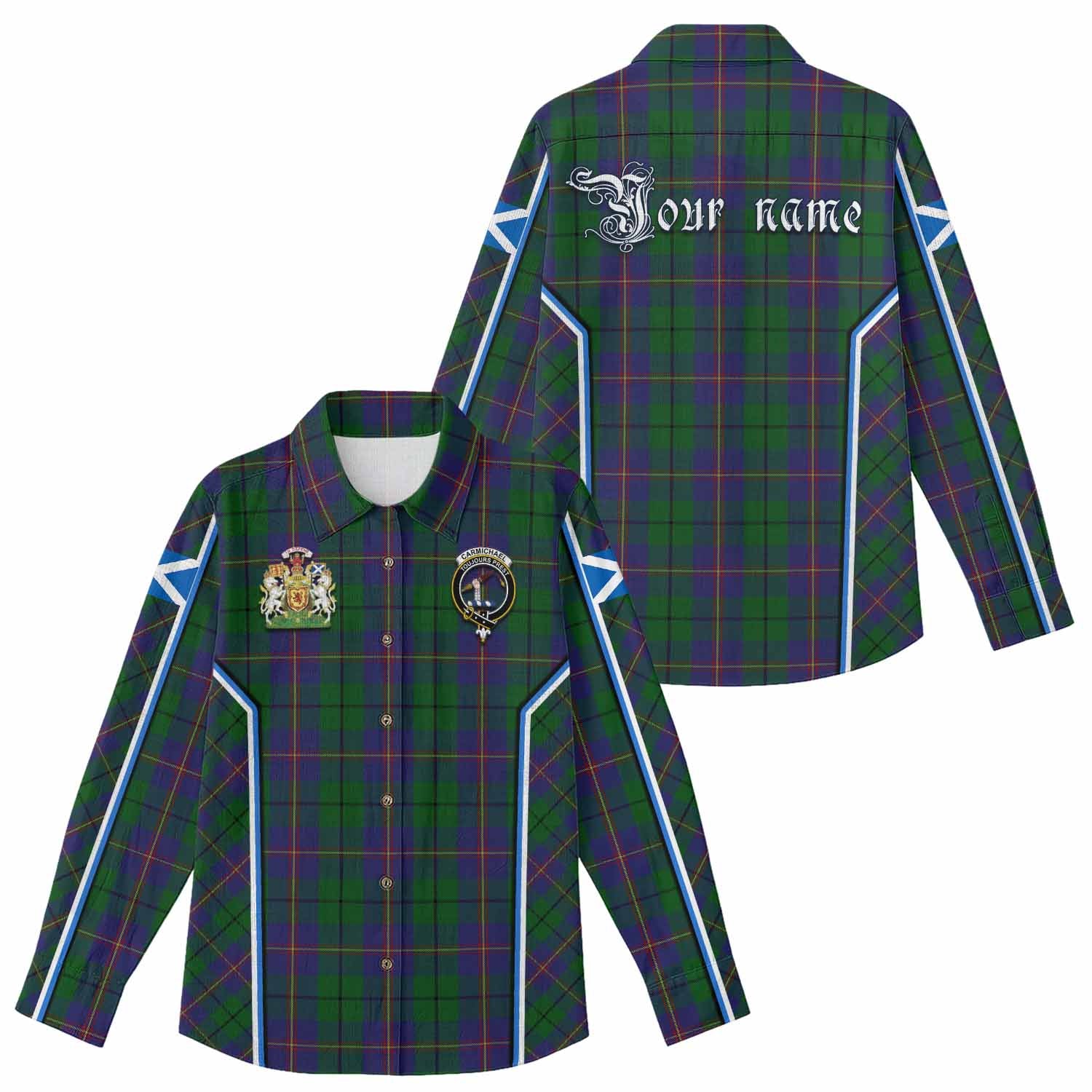 Carmichael Tartan Crest Women Casual Shirt Scotland Coat of Arm Flag Style - Tartan Vibes Clothing