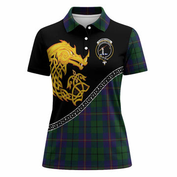 Carmichael Tartan Crest Women Polo Shirt Legendary Dragon Knot Half Style
