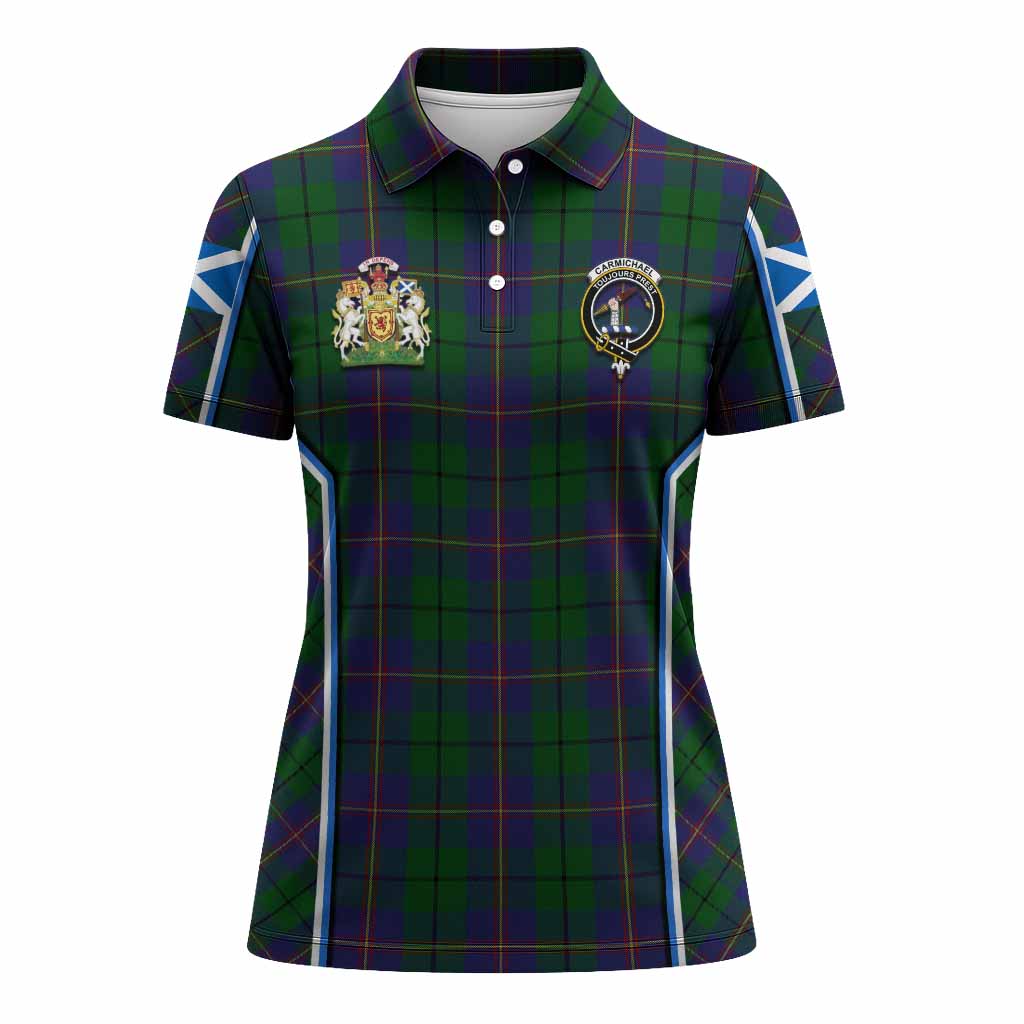 Carmichael Tartan Crest Women's Polo Shirt Scotland Coat of Arm Flag Style - Tartan Vibes Clothing