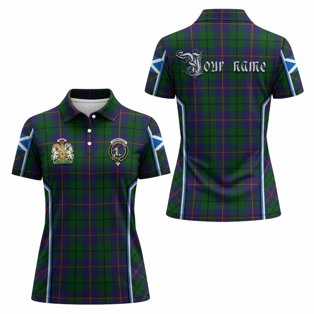 Carmichael Tartan Crest Women's Polo Shirt Scotland Coat of Arm Flag Style - Tartan Vibes Clothing