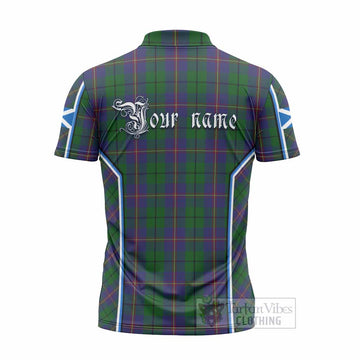 Carmichael Tartan Crest Zipper Polo Shirt Scotland Coat of Arm Flag Style - Tartan Vibes Clothing