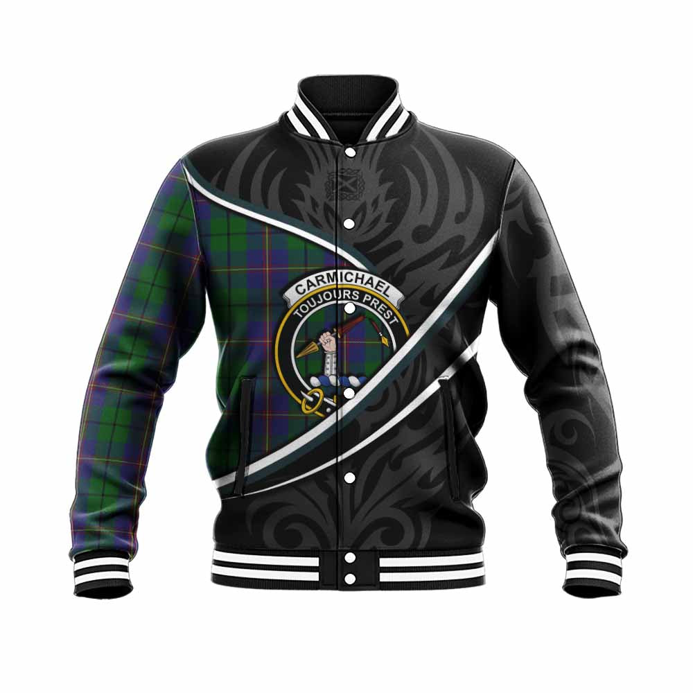 Carmichael Tartan Family Crest Baseball Jacket Celtic Scottish Thistle Floral - Tartan Vibes Clothing