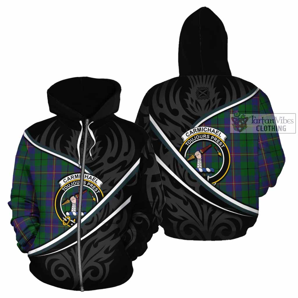 Carmichael Tartan Family Crest Cotton Hoodie Celtic Scottish Thistle Floral - Tartan Vibes Clothing