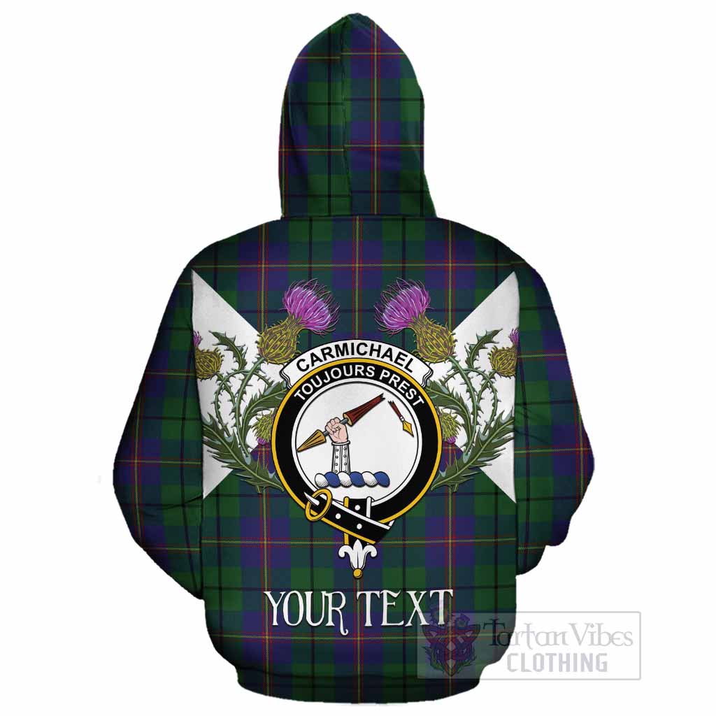 Carmichael Tartan Family Crest Cotton Hoodie Scottish Burns Night Thistle Floral