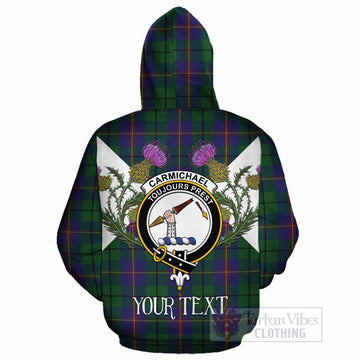 Carmichael Tartan Family Crest Cotton Hoodie Scottish Burns Night Thistle Floral