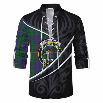 Carmichael Tartan Family Crest Ghillie Kilt Shirt Celtic Scottish Thistle Floral - Tartan Vibes Clothing