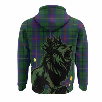 Carmichael Tartan Family Crest Hoodie Crowned Lion Roaring