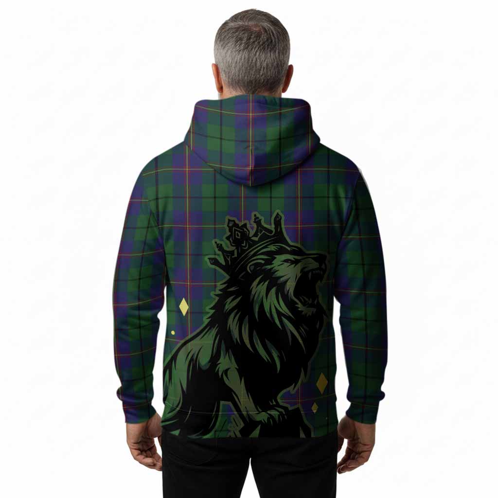 Carmichael Tartan Family Crest Hoodie Crowned Lion Roaring