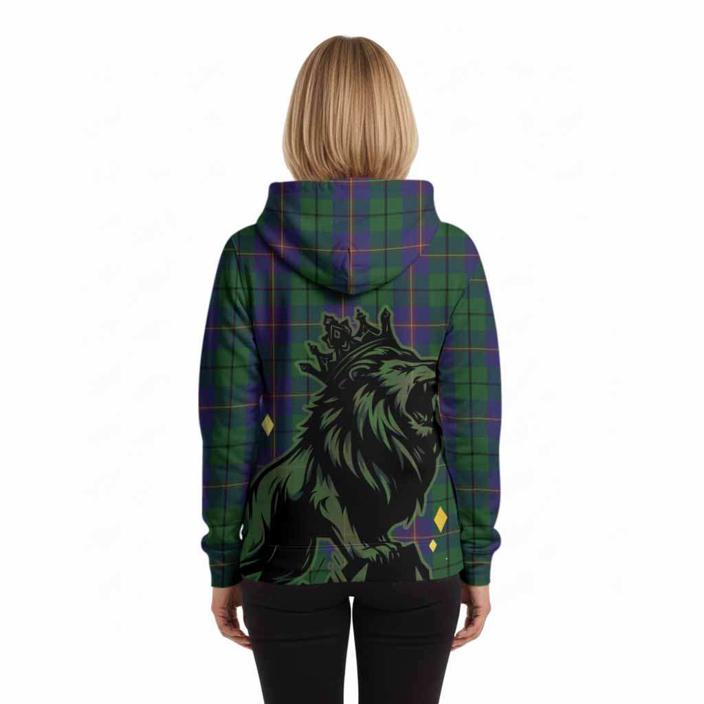 Carmichael Tartan Family Crest Hoodie Crowned Lion Roaring