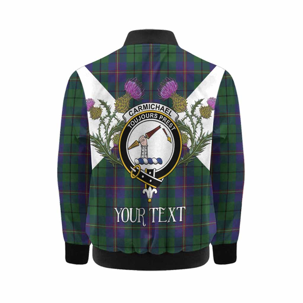 Carmichael Tartan Family Crest Kid Bomber Jacket Scottish Burns Night Thistle Floral