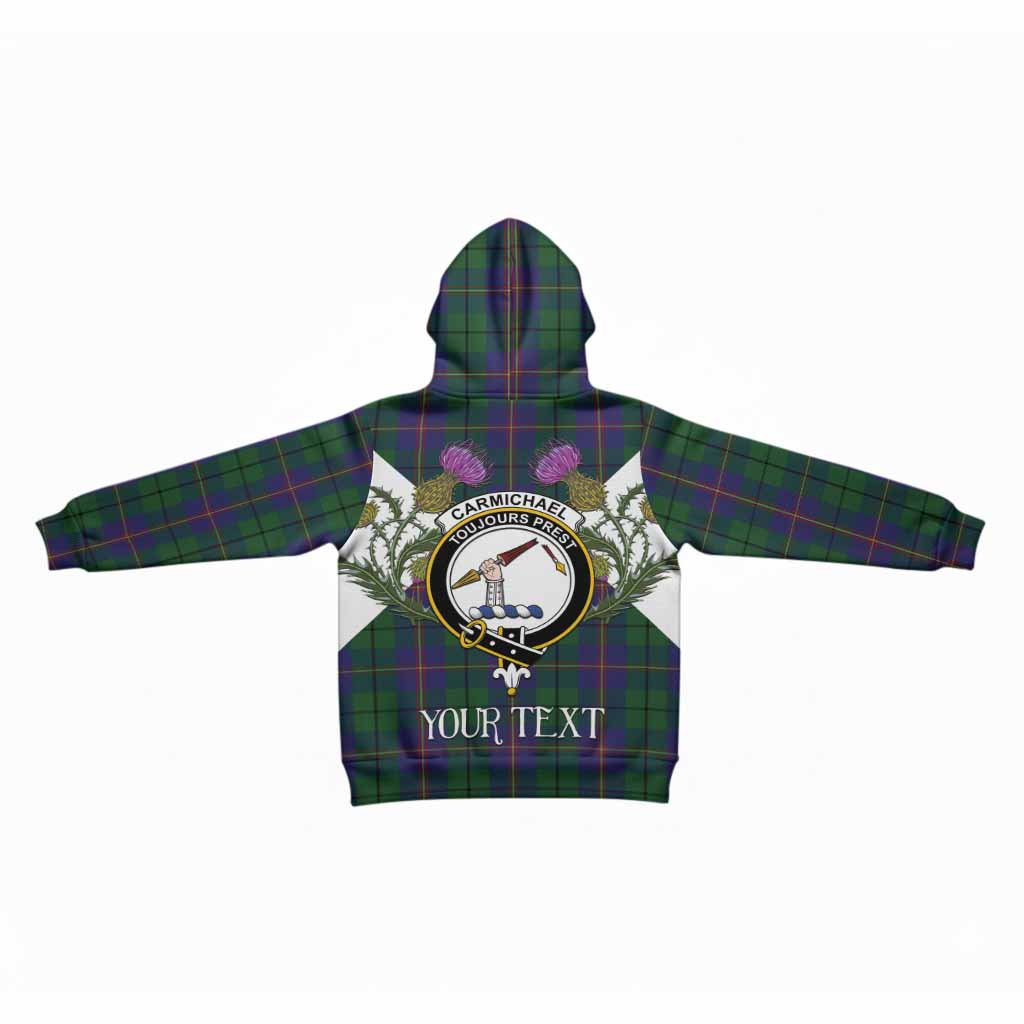 Carmichael Tartan Family Crest Kid Hoodie Scottish Burns Night Thistle Floral