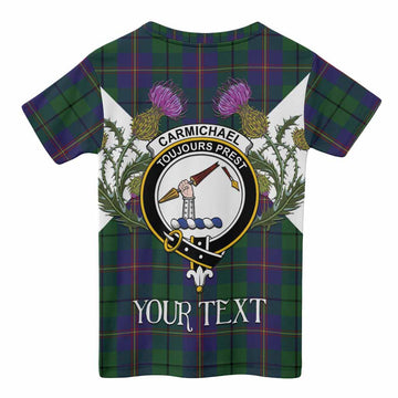 Carmichael Tartan Family Crest Kid T-shirt Scottish Burns Night Thistle Floral