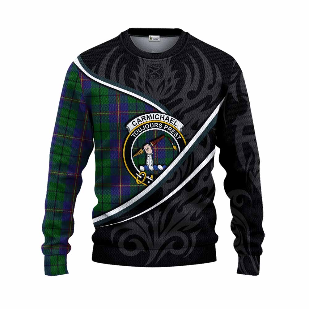 Carmichael Tartan Family Crest Knitted Sweater Celtic Scottish Thistle Floral - Tartan Vibes Clothing