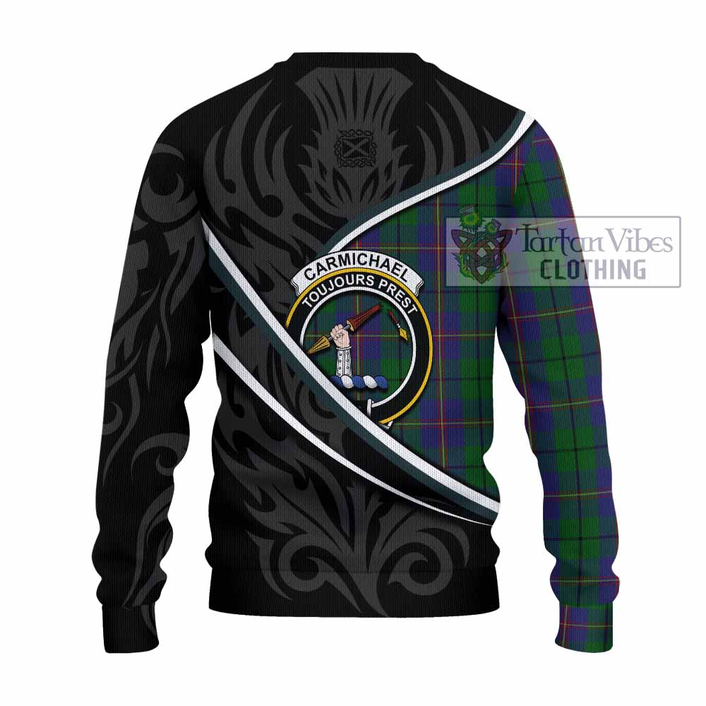 Carmichael Tartan Family Crest Knitted Sweater Celtic Scottish Thistle Floral - Tartan Vibes Clothing
