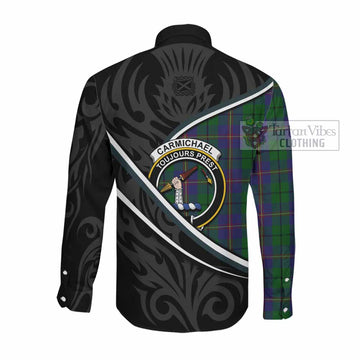Carmichael Tartan Family Crest Long Sleeve Button Shirts Celtic Scottish Thistle Floral - Tartan Vibes Clothing