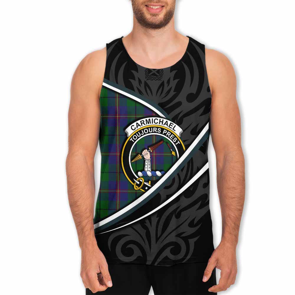 Carmichael Tartan Family Crest Men Tank Top Celtic Scottish Thistle Floral - Tartan Vibes Clothing