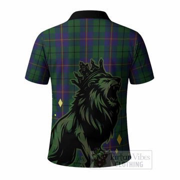 Carmichael Tartan Family Crest Polo Shirt Crowned Lion Roaring
