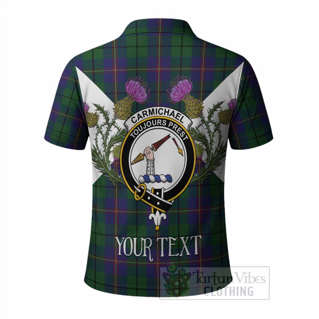 Carmichael Tartan Family Crest Polo Shirt Scottish Burns Night Thistle Floral