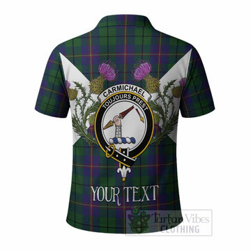 Carmichael Tartan Family Crest Polo Shirt Scottish Burns Night Thistle Floral